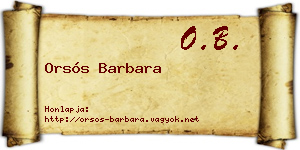 Orsós Barbara névjegykártya
